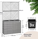 CASARIA Large Rattan Garden Trough Planter With Trellis 3 Pots Grey view 3