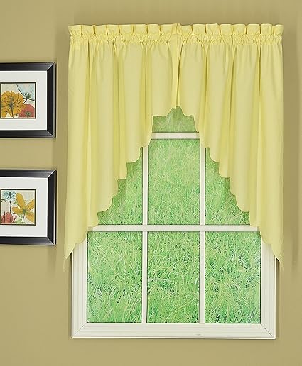 Todays Curtain CA2003K Orleans 38 Swag Pair Tambour Scallop Edge Curtain, Buttercup, 60 W x 38 L