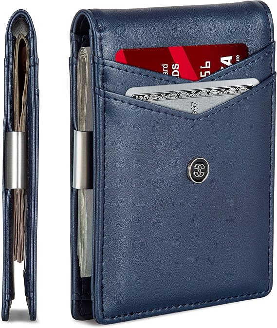 SUAVELL Leather Slim Wallets for Men. Wallet Card Holder with Money