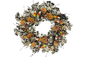 AMF0RESJ 20 inch Artificial Halloween Wreaths for Front Door Halloween Door Wreath Fall Wreath for Front Door Indoor Outdoor Farmhouse Home Wall Window Festival Wedding Decor