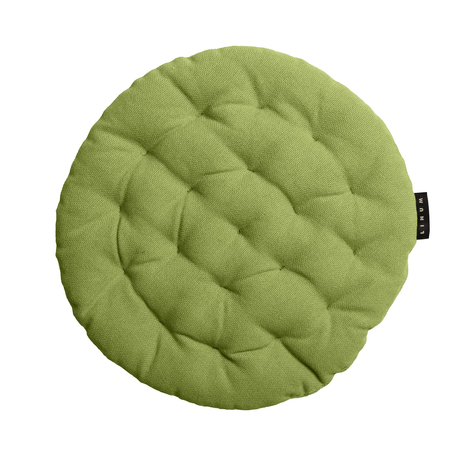 LINUM PEPPER Elegant Seat Cushion Ø37 cm, 100% Cotton, Machine Washable, Moss Green