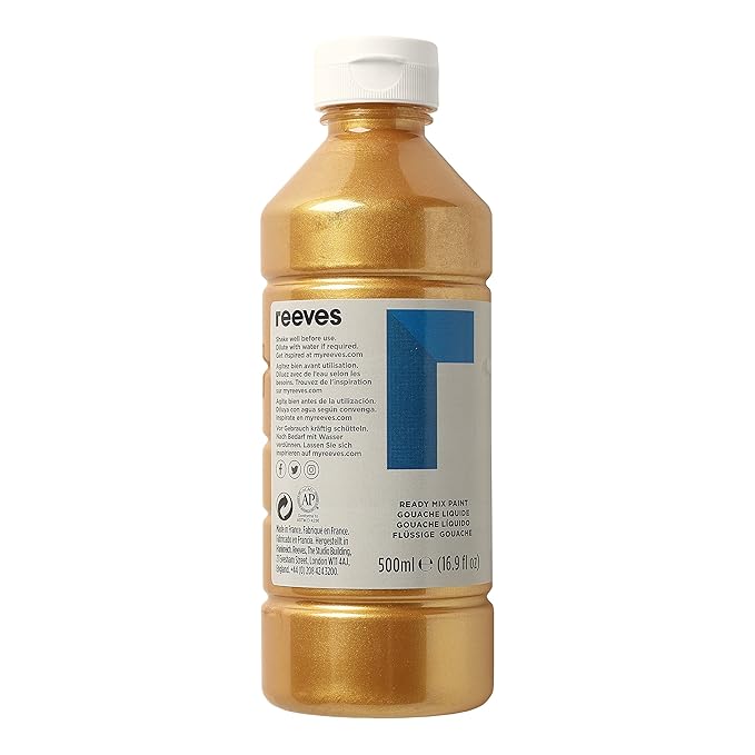 Reeves 4551283 Ready Mix Flasche, 500ml, flüssige Tempera der Spitzenklasse, intensive Farbe - gold