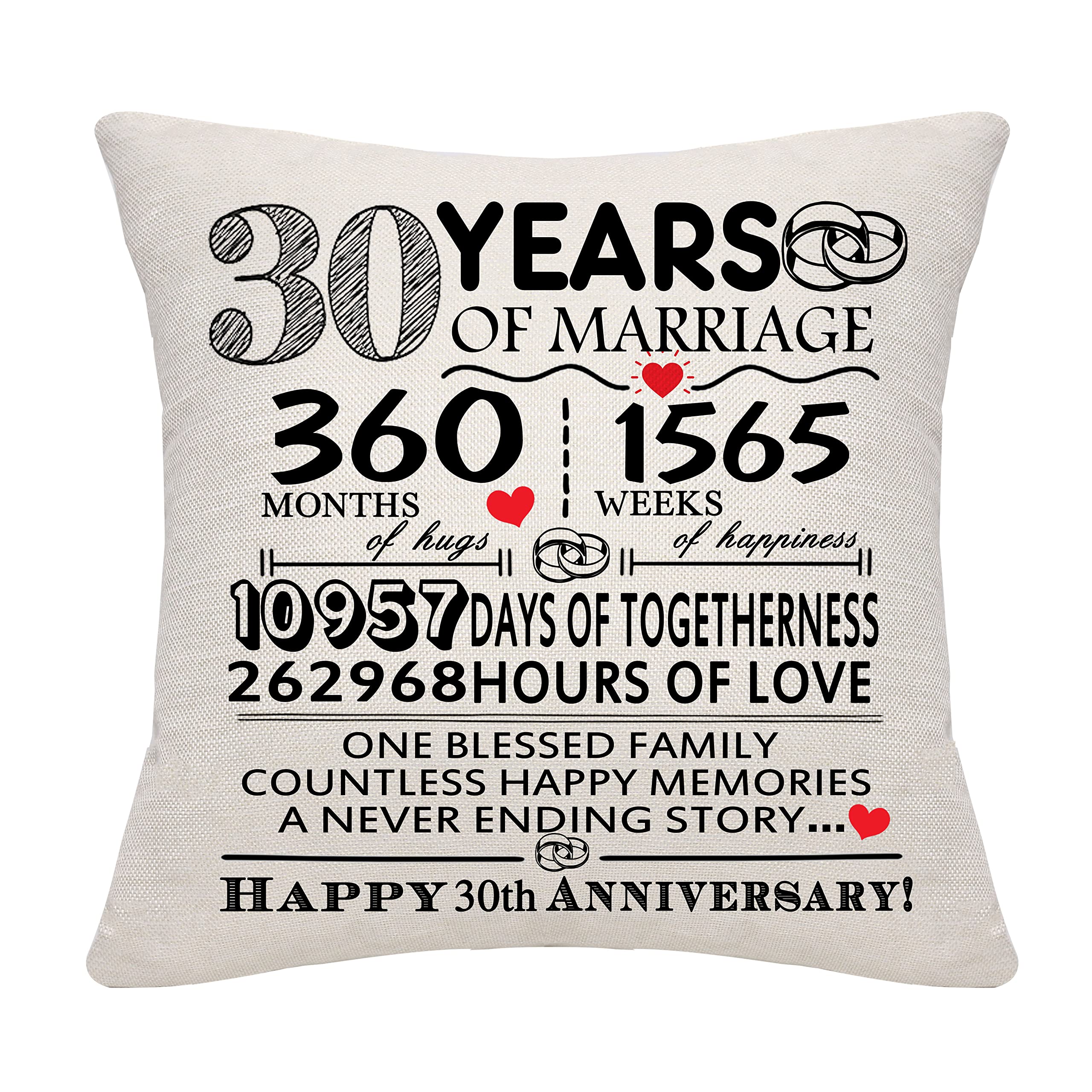 30 Years of Marriage Gift 30th Wedding Anniversary Cushion Cover Keepsake Decoration Gift for Couples Parents Women Men Mum Dad Husband Wife Grandma Grandad Aunt Uncle Friends (30 YEARS) โ image 1