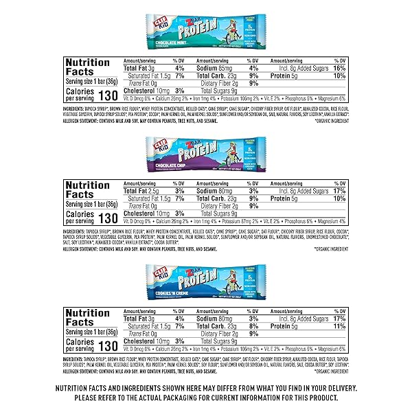 ZBAR PROTEIN – CHOCOLATE CHIP, CHOCOLATE MINT, AND COOKIES ‘N CREME – VARIETY PACK – CRISPY SNACK BARS – MADE WITH ORGANIC OATS – NON-GMO – 5G PROTEIN – GLUTEN FREE PROTEIN BARS (18 PACK)