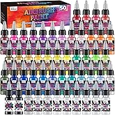 LET'S RESIN PAINT Airbrush Paint Set,42 colors with 3 Primers & 5 thinners,Water-Based Opaque & Neon & Iridescent Acrylic Paints Ready to Spray for Metal,Wood,Canvas