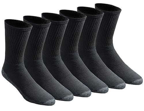 Dickies Men's All-Purpose Work Stain Resister Crew Socks (6/12 Pairs), Black (6 Pairs), X-Large