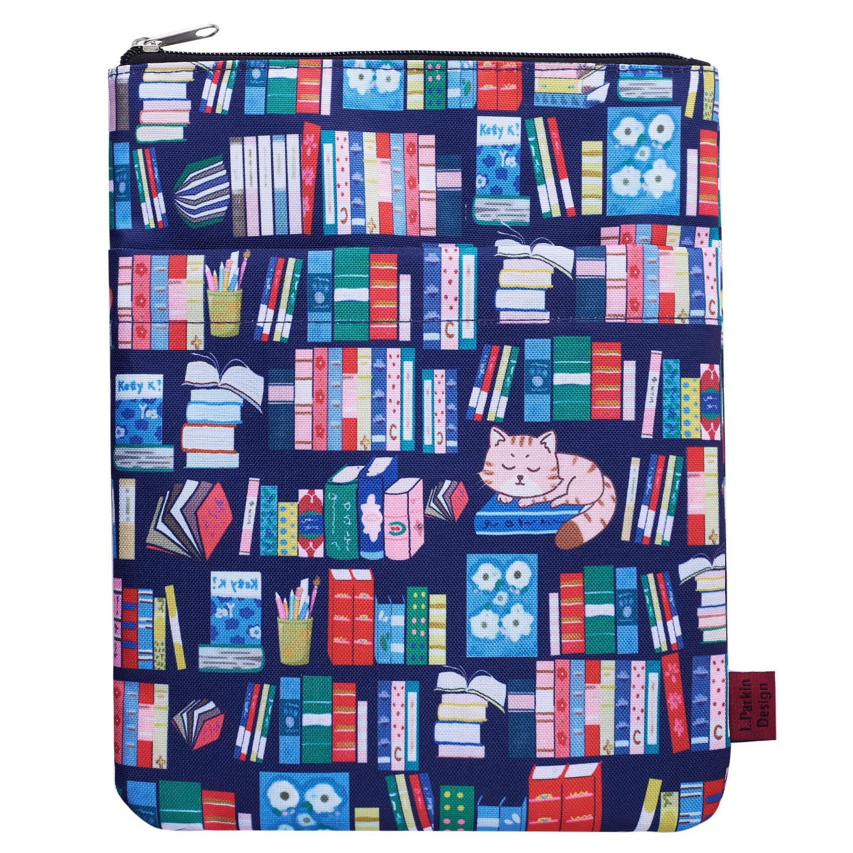 Cute Bookshelf Book Sleeve with Zipper, Padded Tablet Pc Case Cover, 11 X 8.5 Inch Bibliophile Gifts