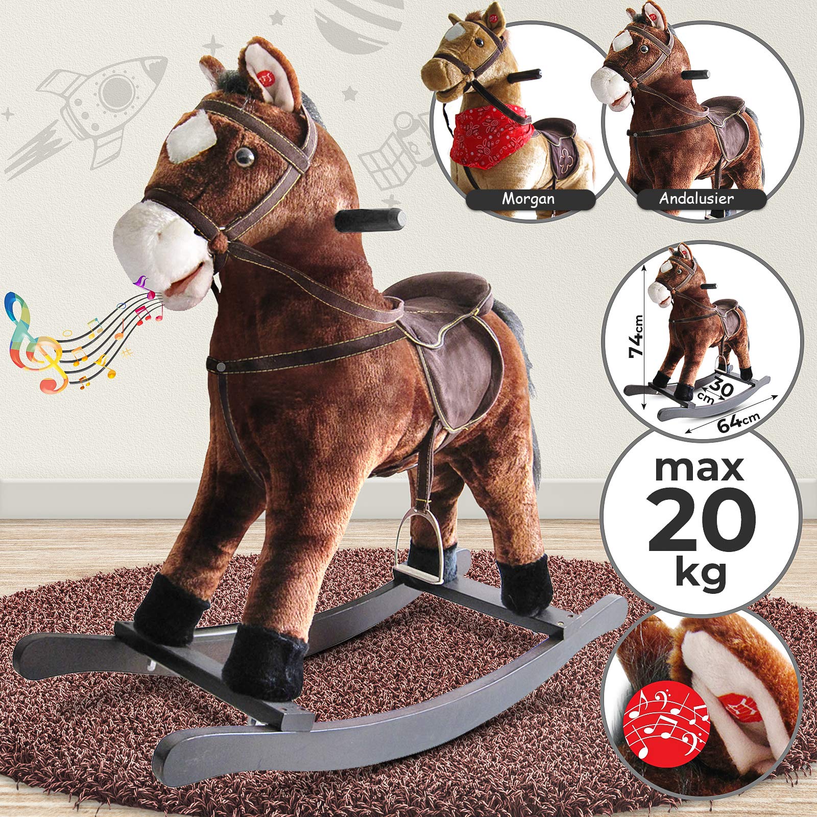 Buy Infantastic Rocking Horse for Kids with Sound Effects, Height 64