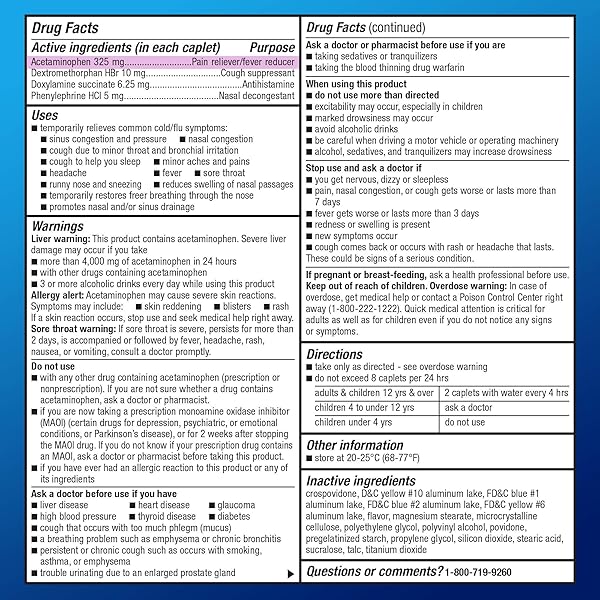 AMAZON BASIC CARE NIGHTTIME SEVERE COLD AND FLU RELIEF CAPLETS, VAPOR ICE, 24 COUNT