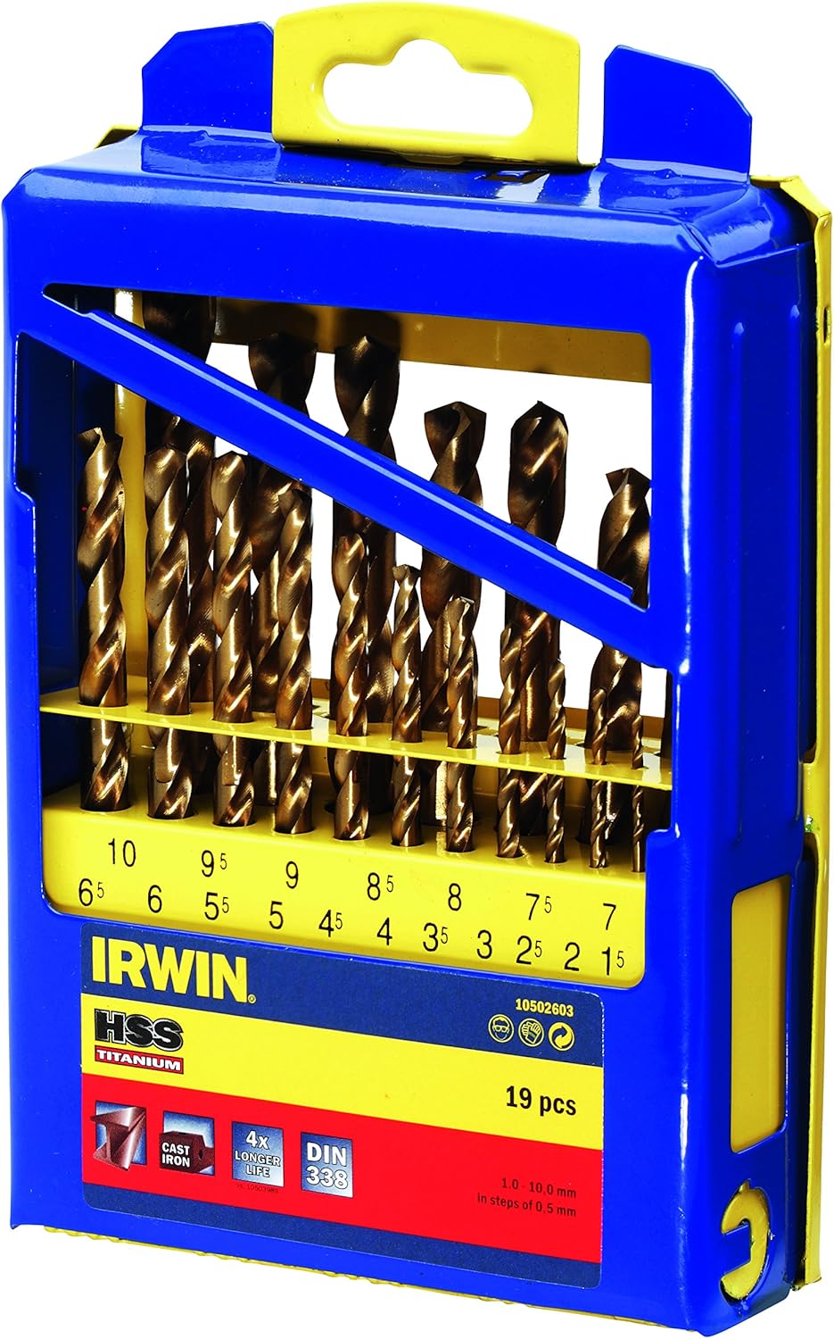 IRWIN 10502603 HSS Titanium Drill Bit Set (Pack of 19), 19-pack