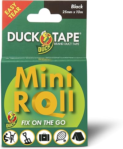 Duck Tape Mini Roll Black The Original High Strength Waterproof Gaffer Duct 25mm