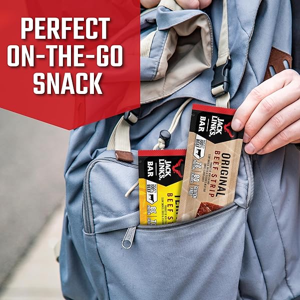 JACK LINK’S BEEF JERKY BARS, ORIGINAL – 7G OF PROTEIN AND 80 CALORIES PER BAR, MADE WITH PREMIUM BEEF, PERFECT HUNTING SNACK, NO ADDED MSG – KETO FRIENDLY AND GLUTEN FREE SNACKS, 0.9 OZ (PACK OF 12)