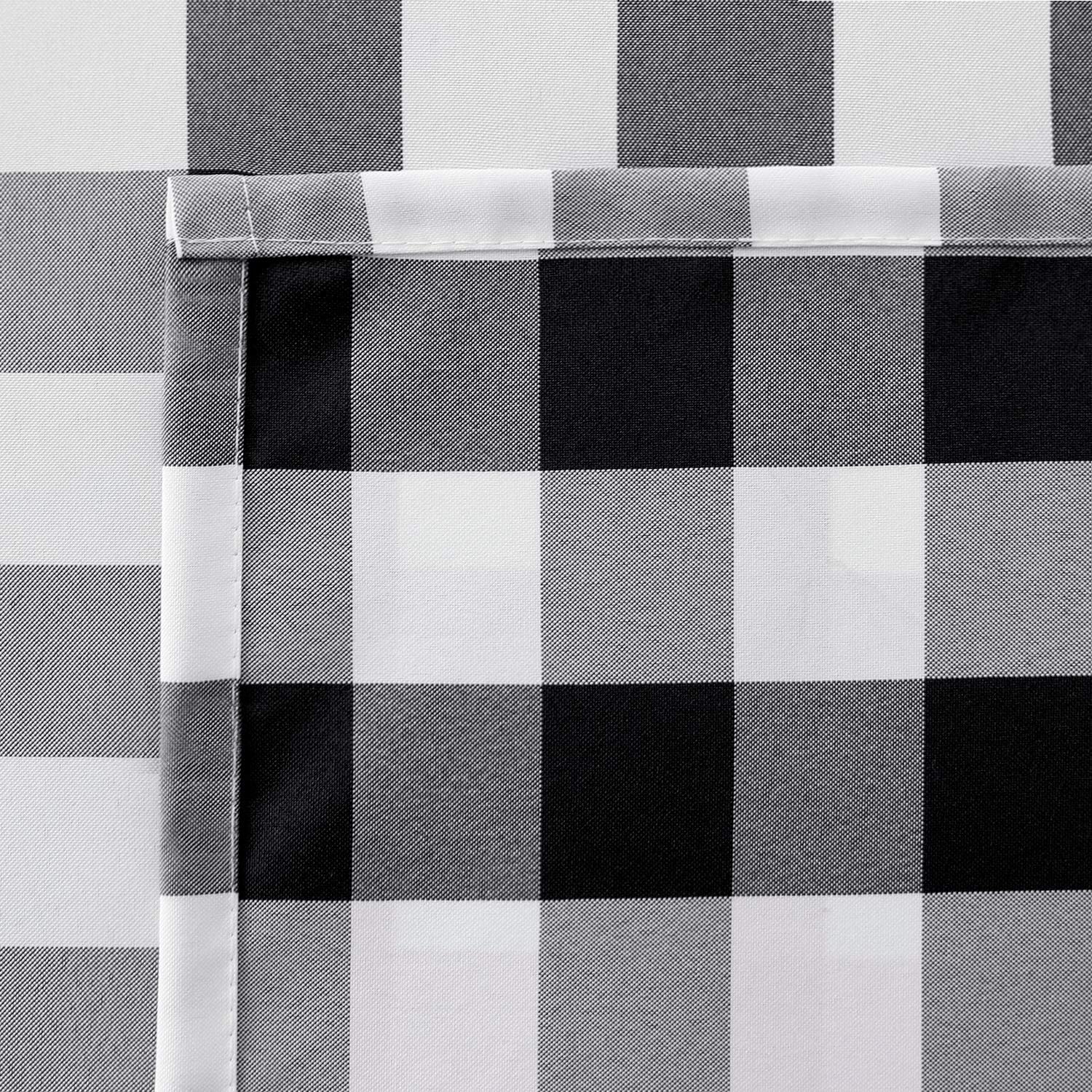 Hiasan 60 x 120 Inch Checkered Tablecloth Rectangle - Stain Resistant, Spillproof and Washable Gingham Table Cloth for Outdoor Picnic, Kitchen and Holiday Dinner, Black and White: Home & Kitchen