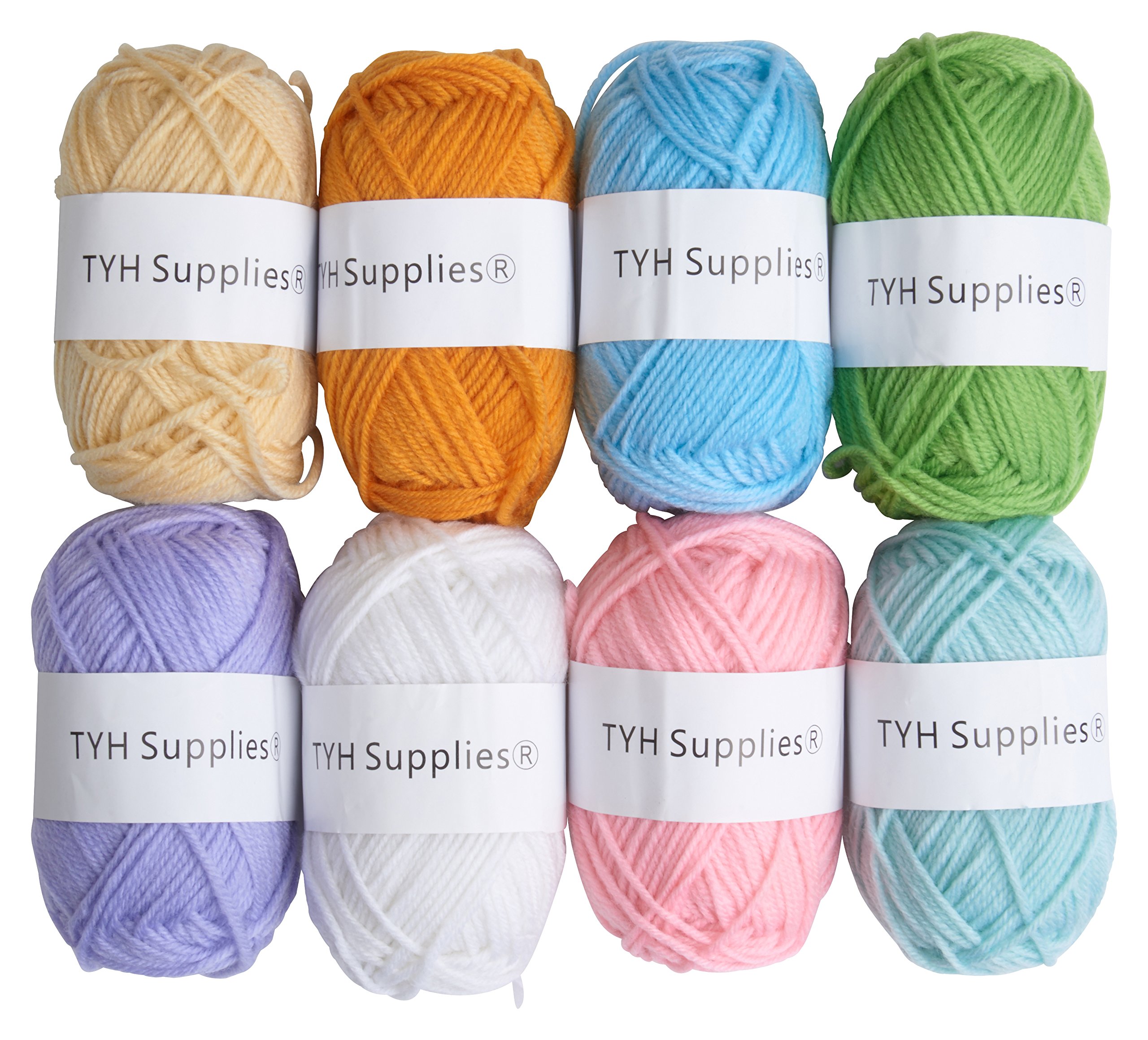 TYH Supplies 8 Acrylic Yarn Pack | 560 Yard Soft Yarn Medium Weight | Beginner Assorted Yarn Set | 8 Unique Colors 70 Yard Each Skein | Multipack for Amigurumi and Crafts