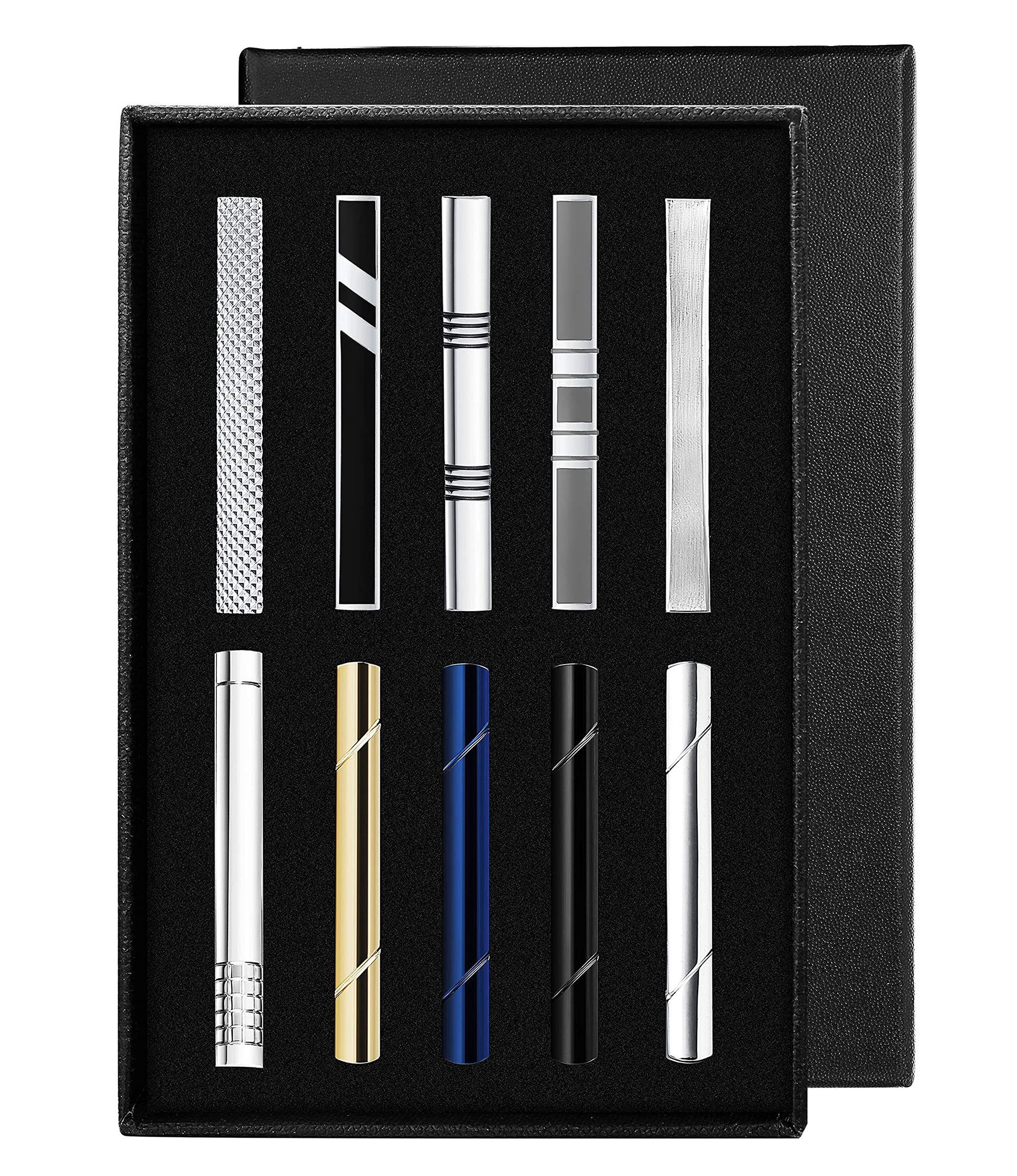 KALVICA 10Pcs Tie Clip for Men in Copper - Tie Pin Tie Bar Set For Wedding Business and Daily Life - Silver Gold Men's Tie Clips - Suit Accessories for Men