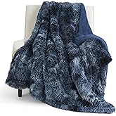 Bedsure GentleSoft Fluffy Navy Blue Throw Blanket, Tie Dye Blue Decor Navy Gifts for Men, Soft Cozy Fuzzy Plush Minky Thick Warm Sherpa Fleece Faux Fur Blanket for Couch, Blanket Gifts for Him, 50x60