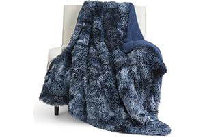 Bedsure GentleSoft Fluffy Navy Blue Throw Blanket, Tie Dye Blue Decor Navy Gifts for Men, Soft Cozy Fuzzy Plush Minky Thick Warm Sherpa Fleece Faux Fur Blanket for Couch, Blanket Gifts for Him, 50x60