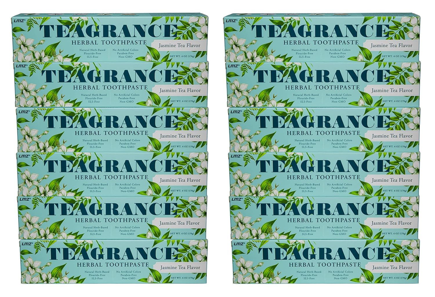 Buy 6 GET 6 Free! 6 OZ Great Value Teagrance Herbal Toothpaste Homeopathy Gum Cure for Gingivitis and Periodontitis Perfect for Gum Disease Jasmine Tea Flavor Fluoride Free SLS Free 12 Count