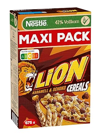 Nestle Lion Cereals Cornflakes Mit Schoko Und Karamell Geschmack 41 Vitales Vollkorn Mit Vitaminen Und Mineralstoffen Crunchy Knusper Flakes Maxi Vorratspackung 4er Pack 4 X 675g Amazon De Lebensmittel Getranke