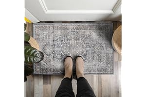 Adiva Rugs Machine Washable Area Rug with Non Slip Backing for Living Room, Bedroom, Bathroom, Kitchen, Printed Vintage Home Decor, Floor Decoration Carpet Mat (VIZON, 2' x 3')