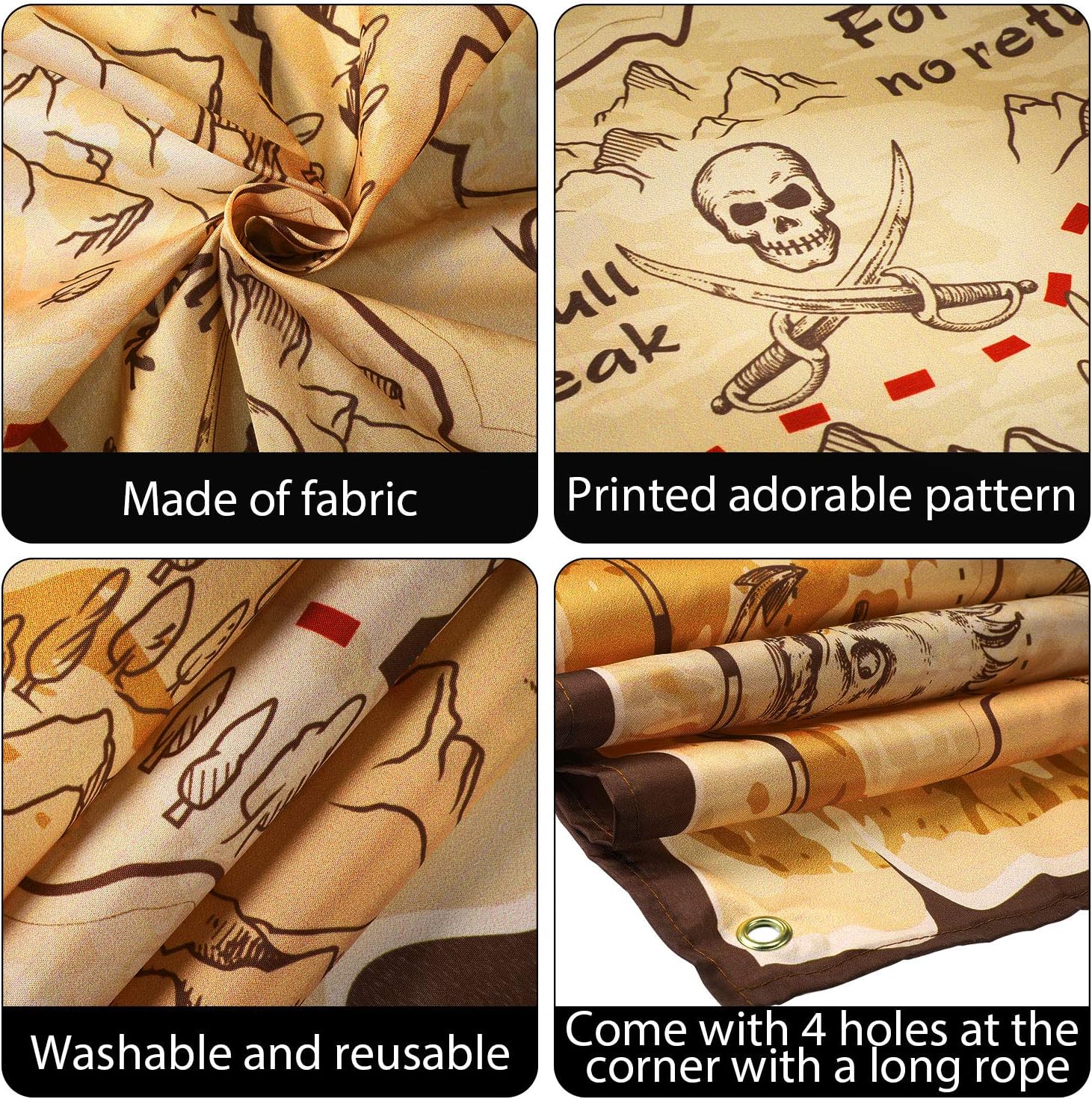 Pirate Treasure Map Backdrop Background Island Treasure Map Banner Nautical Wall Tapestry Hanging Decoration for Treasure Hunt Theme Party Birthday Party Photo Shooting Booth Props: Toys & Games