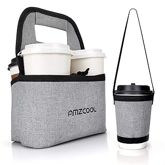 Cup Holders With Single Drink Tote Bag Portable Coffee Cup Holder Reusable Drink Carrier Delivery Go Bag For 4 Cup Collapsible Tote Bag With Organizer Pockets Detachable Dividers Home Kitchen