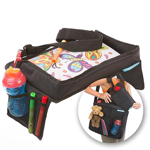 Childrens Travel Tray Kids Snack and Play Tray for Car Bus Train and