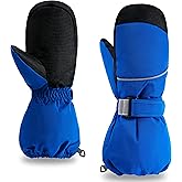 ThxToms Kids Ski Mittens Gloves, Toddler Snow Mittens Waterproof Winter Gloves Long Cuff for Boys Girls Skiing Snowboarding