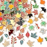 MARFOREVER Maple Leaf Charm, 120Pcs Fall Leaf Charms for Jewelry Making, Thanksgiving Day Charms Autumn Enamel Pendant for DIY Bracelet Necklace Earrings Crafts Gifts for Women Girls