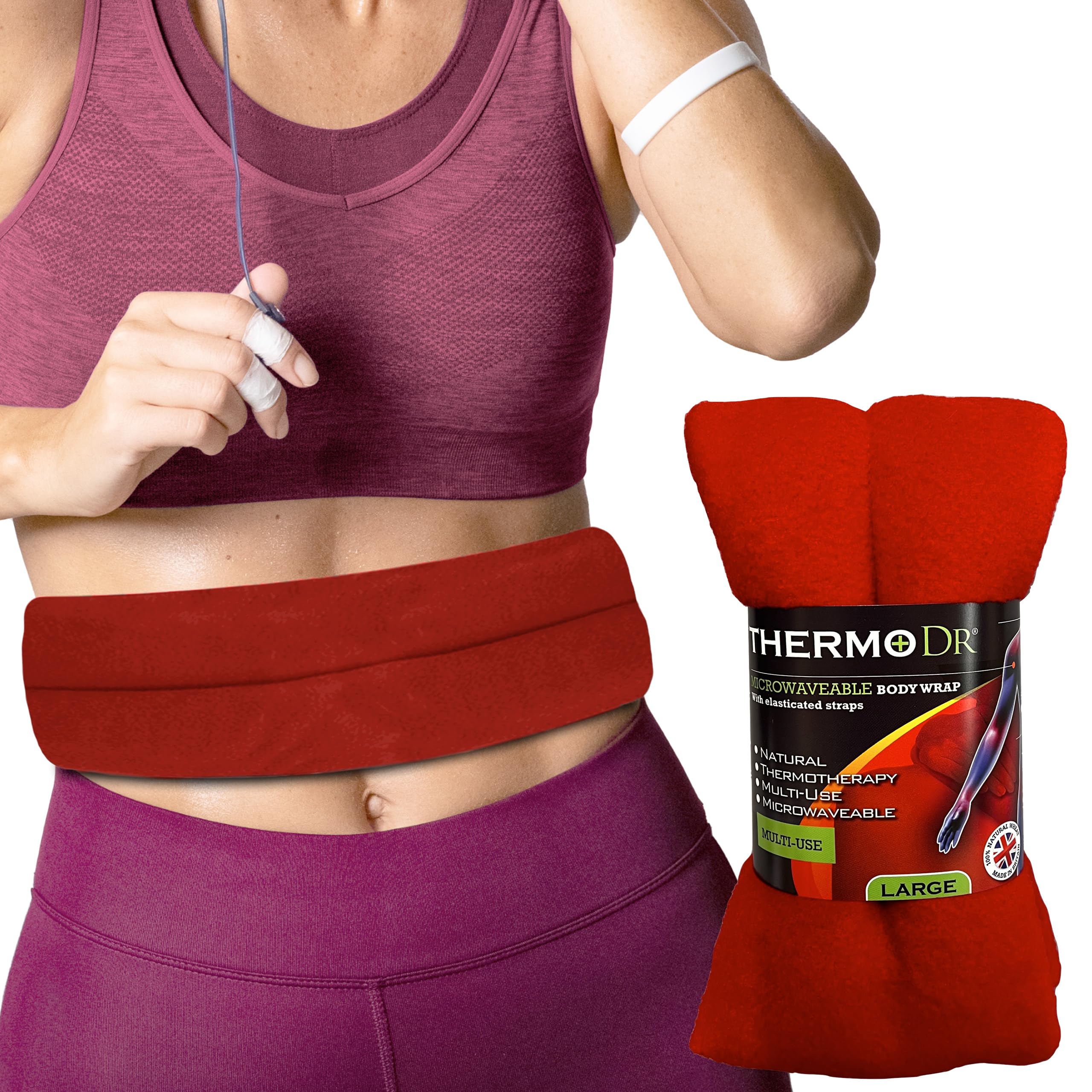 Wheat Bags Microwavable Heat Pack - Body Wrap Microwave Heat Pad with UK Cleaned Wheat & Lavender Scent for Body Discomfort - Back, Shoulder, Stomach & Neck Heat Pad by ThermoDR - Red