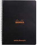 Rhodia 193039C Notizbuch (mit Doppelspirale, Dot grid, 80 Blatt, DIN A4+, 22,5 x 29,7 cm) 1 Stück schwarz