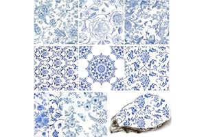 LSYAHCYY Decoupage Napkins Assorted Floral 27 Pack 9 Styles for DIY Crafting Birthday Party ， Decorative Decoupage Napkins Cocktail Paper ，Each Unfolded 13 Inch (Blue Floral)