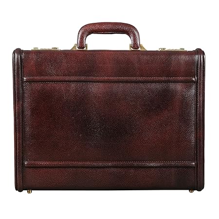 BRAND LEATHER 15.6 inch Leather Briefcase (Brown)