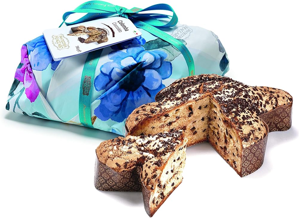 Colomba di pasqua artigianale al cioccolato - fraccaro spumadoro - impasto soffice e delicato – incarto florea