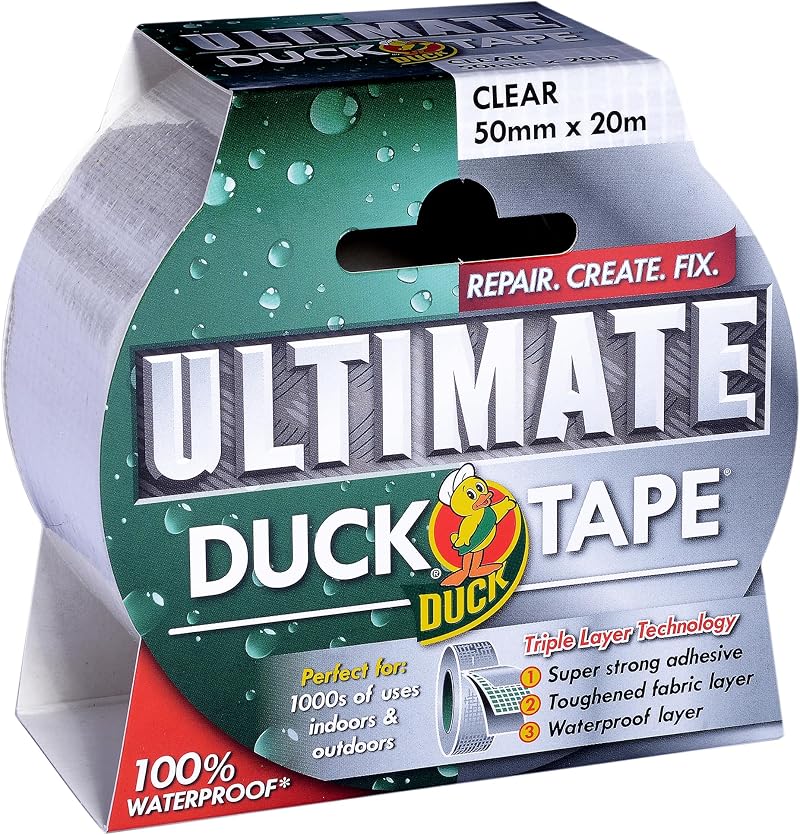 Duck Tape Ultimate Cloth Tape Clear 50mm x 20m High Strength Waterproof