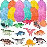 Maliyscent Easter Eggs Filled with Dinosaur Toys Fillers Plastic Surprise Eggs Easter Basket Stuffers Party Favors for Kids Boys Girls Toddlers 12 Pack