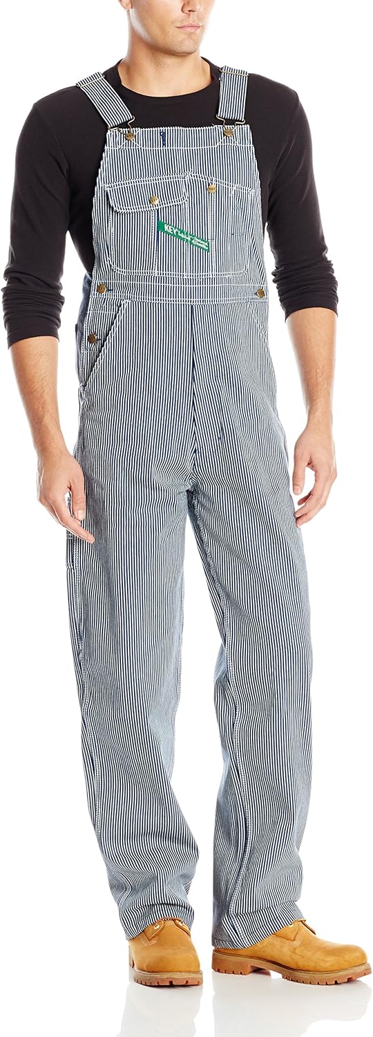 Key Men's Denim Bib Overall Hickory Stripe Hickory Stripe High Back