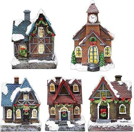 Immagini Casette Natalizie.Toci Decorazione Natalizia A Forma Di Villaggio Illuminato Con 5 Casette Natalizie Illuminazione A Led Colorata Decorazione Per Finestre Funzionamento A Batteria Amazon It Casa E Cucina