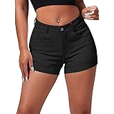 roswear Women's Casual Summer High Waisted Basic Jean Shorts Stretchy Denim Shorts