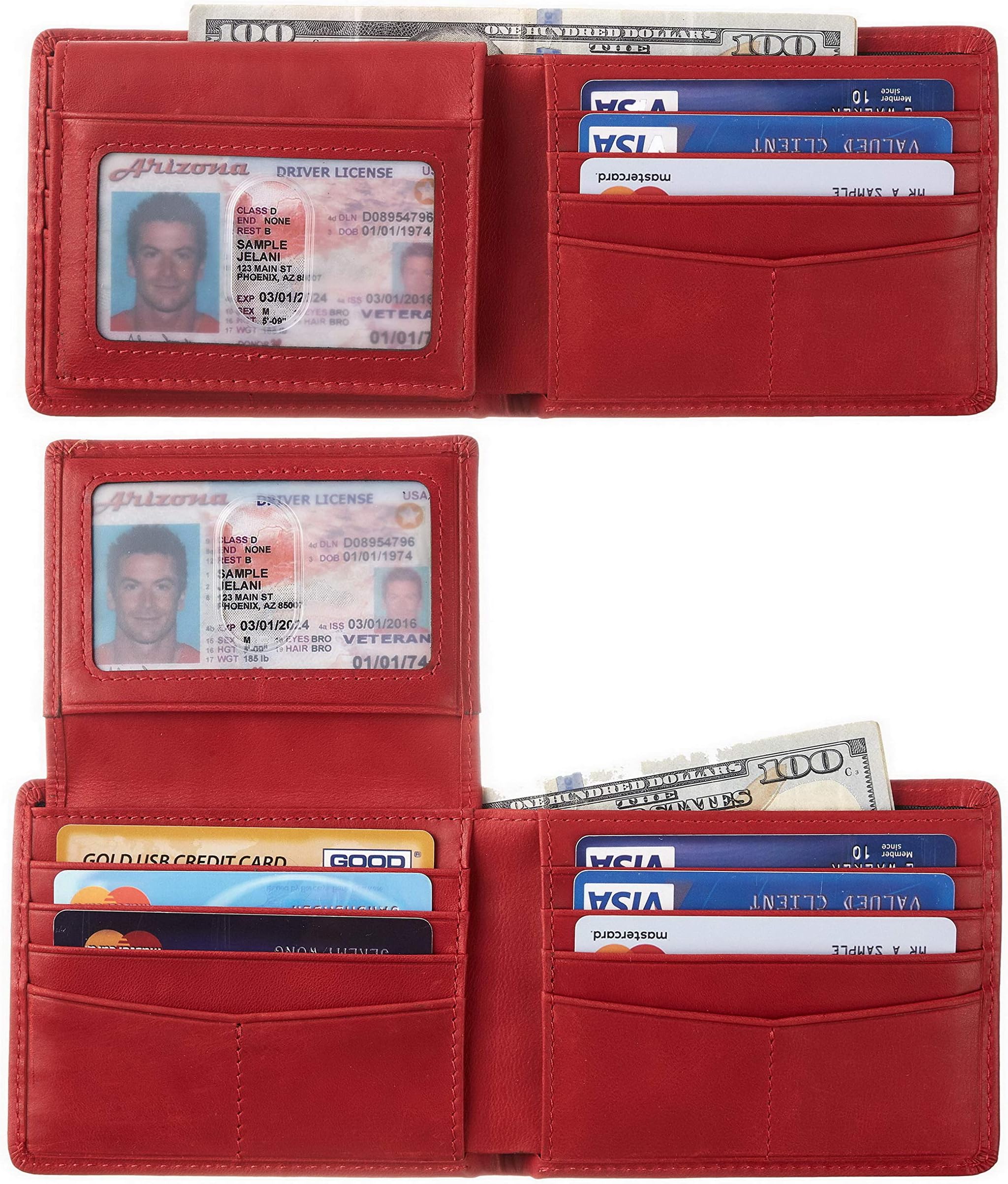 Wallet for Men Genuine Leather RFID Blocking Bifold Wallet With 2 ID Window