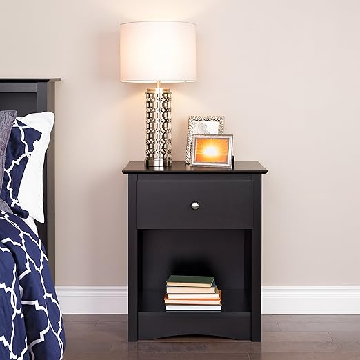 Amazon Com Prepac Sonoma Nightstand Tall 1 Drawer Black Furniture Decor