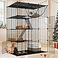 YITAHOME 4-Tier Indoor Cat Cage: Large Enclosure with Hammock DIY Metal Playpen for Small Pets, Puppies, Guinea Pigs, Ferrets, Hamsters Black