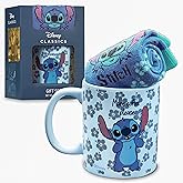 Disney Stitch Mug and Socks Set for Women and Teens, Size UK 3-6.5 Women Socks and Mug Gift Set for Kids and Adults, (Blue Stitch)