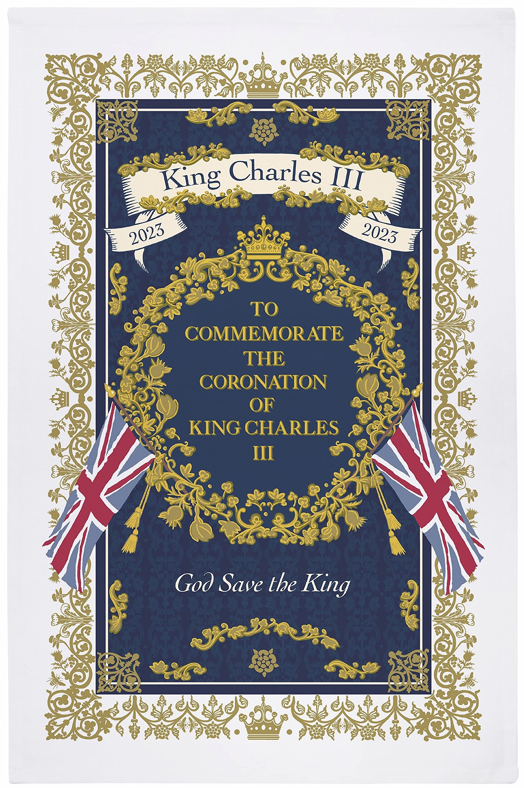 Ulster Weavers - King Charles Coronation - Tea Towel - Special - 74 x 48cm in Navy