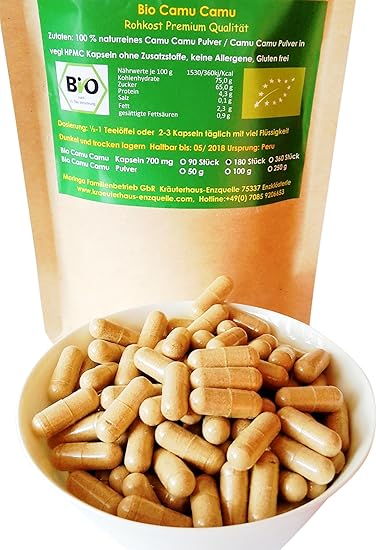 180 Bio Camu Camu vegi Kapseln 700 mg aus Peru Rohkost Qualität Regenwald Hand Auslese 100% naturrein