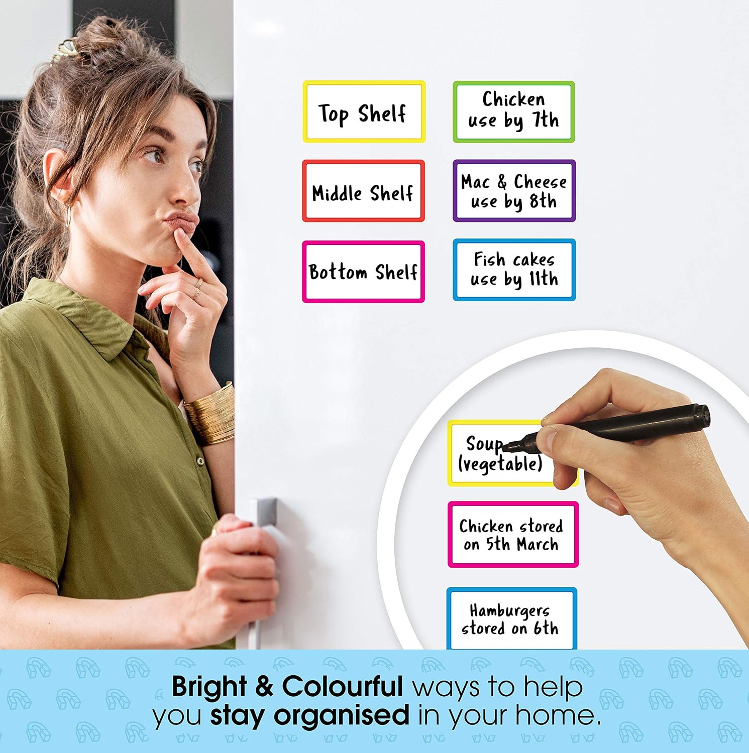 The Magnet Shop, Magnetic Dry Wipe Labels Multi-Coloured, Flexible Dry Erase Small Whiteboard for Your Fridge Home, School - Image 5