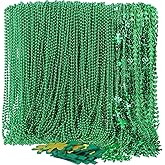 Yinkin 500 Pcs St. Patrick's Day Bead Necklaces Bulk Green Beaded Necklace with Shamrock Irish Hat Pendants St. Patrick's Day Accessories Party Favor Supplies Parades Costume Jewelry Decorations