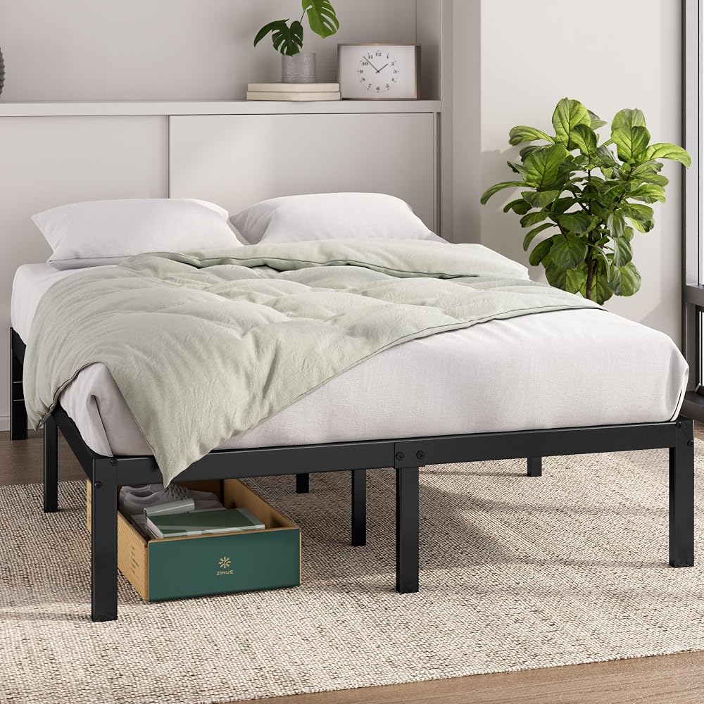 Zinus Elias Double Bed Frame with Storage 135 x 190 cm Black