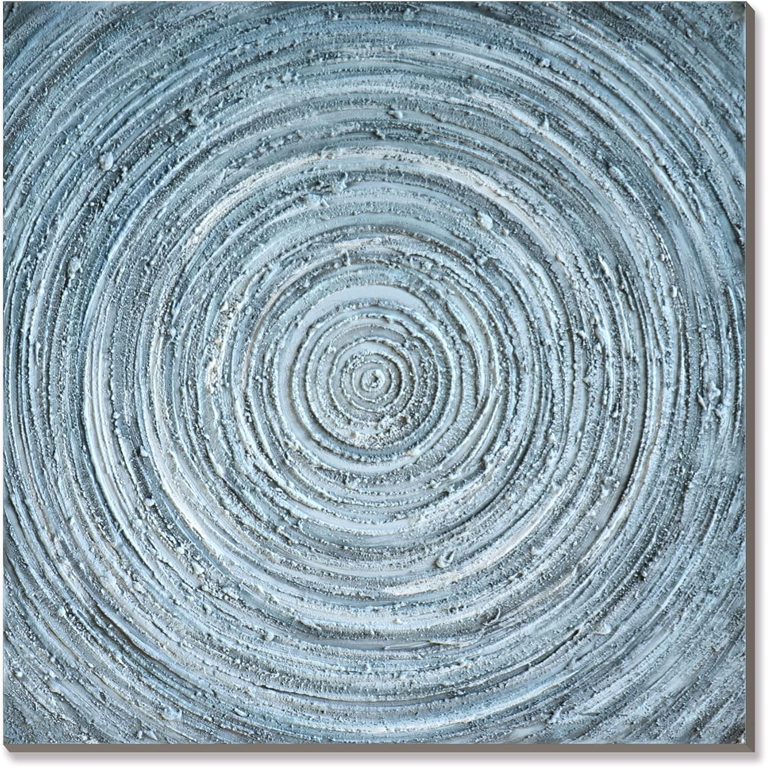 Paintings - Wallpaint - 100% Hand Painted Blue Abstract Oil Painting - Glitter Embelished Wall Art, 3D Texture Modern Geometric Circle Canvas Home Decor for Living Room Bedroom Office, Ready to Hang - 30x30inch