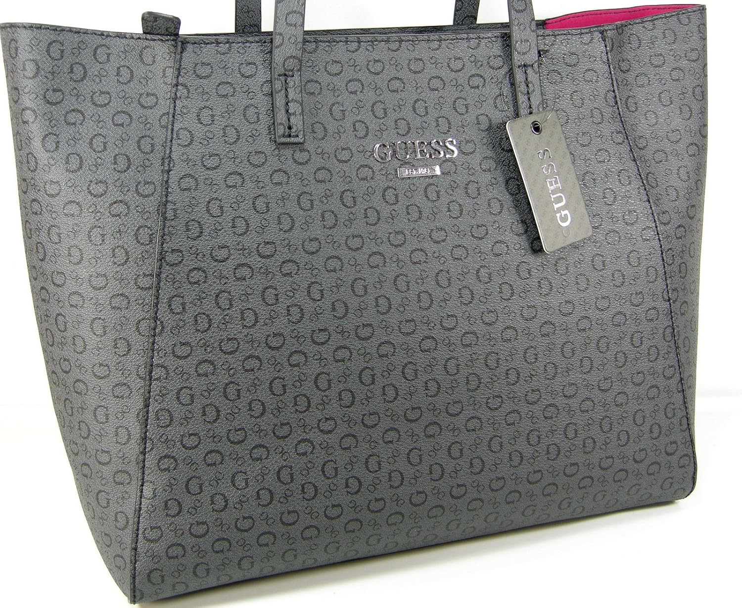 New Guess G Logo Purse Tote Hand Bag Satchel Black Coal Propose Handbags